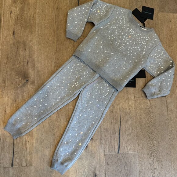 Cynthia Rowley Kid Rhinestone Jogger & Sweatshirt Set Heather Grey 7-8 - Picture 11 of 11